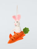 Felt Bunny And Carrot Plane Hanging Decoration