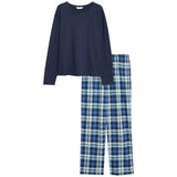 M&S Check Bottoms PJ Set, Medium, Navy
