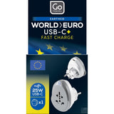 Go Travel World - EU USB C Adaptor + (25W)