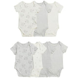 M&S 7pk Lion Bodysuits, 12-18 M, Grey Mix
