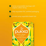 Pukka Organic Lemon GingerManuka Honey Tea x20 Compostable Herbal TeaBags
