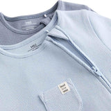 M&S Cotton Rich Ribbed Sleepsuits, 9-12 M, Blue