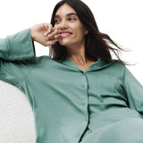 M&S Womens Cotton Modal Revere Pyjama Set, M, Green
