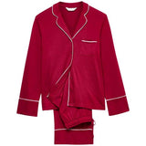 M&S Womens Cotton Modal Revere Pyjama Set, XL, Red