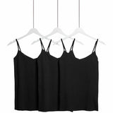 M&S Womens Cotton Rich Strappy Vests, 8, Black