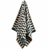 MS Pure Cotton Geometric Check Hand Towel Forest Green