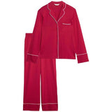 M&S Womens Cotton Modal Revere Pyjama Set, XL, Red