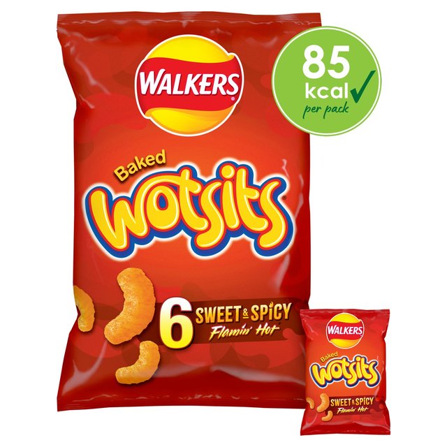 Walkers Wotsits Sweet & Spicy Flamin Hot Multipack Snacks 6 per pack GOODS M&S