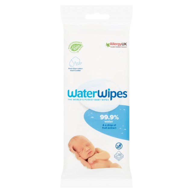 WaterWipes Baby Wipes Sensitive Newborn Plastic Free Wipes 28 Wipes Travel 28 per pack GOODS M&S