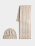 Pure Merino Wool Cable Knit Oversized Scarf & Hat Set