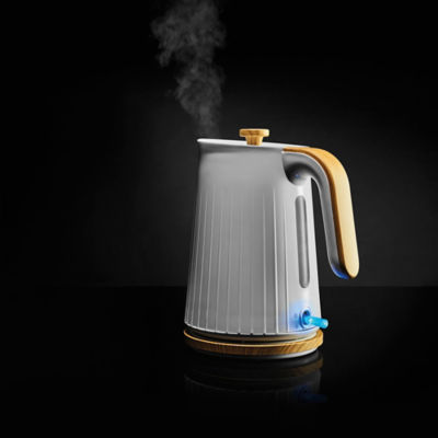 George Home White And Wood Textured Scandi Fast Boil Kettle 1.7L