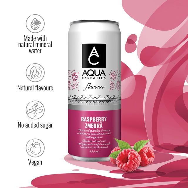 AQUA Carpatica Sparkling Flavours Raspberry 4 x 330ml - McGrocer