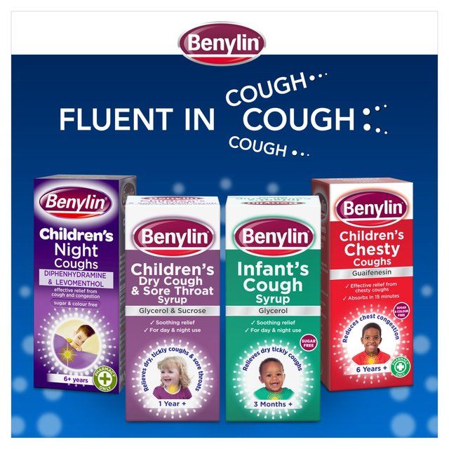 Benylin Childrens Dry Cough & Sore Throat Syrup Blackcurrant 125ml - McGrocer