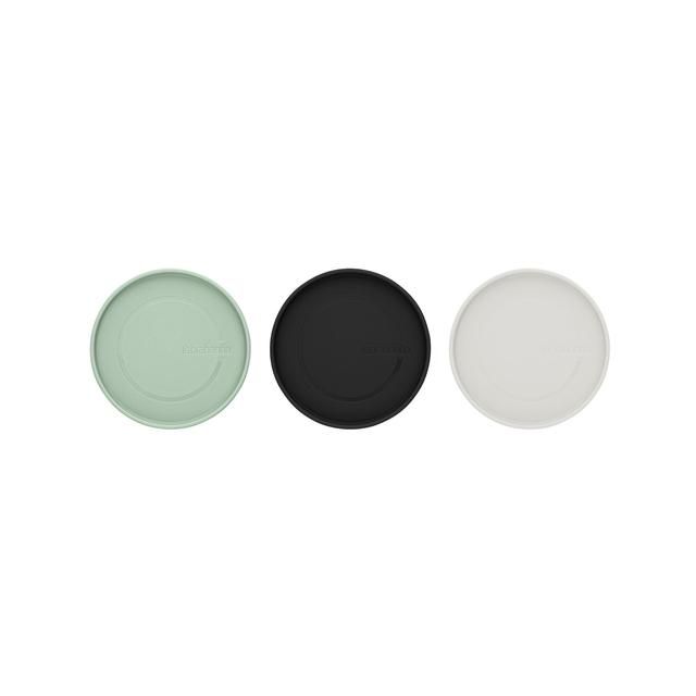 Brabantia Glass Jars Set of 3 Dark Grey Light Grey Jade Green.