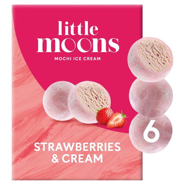 Little Moons Strawberries & Cream Mochi Ice Cream 6 x 32g - McGrocer