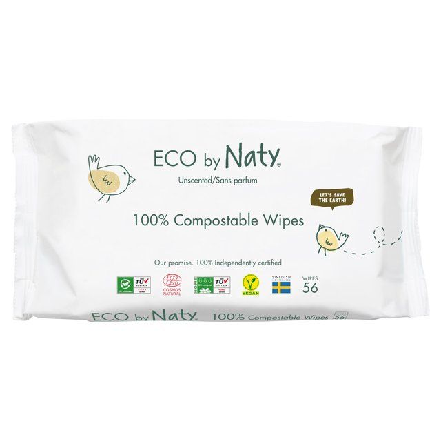 Eco by Naty Sensitive Compostable Wipes 56 per pack