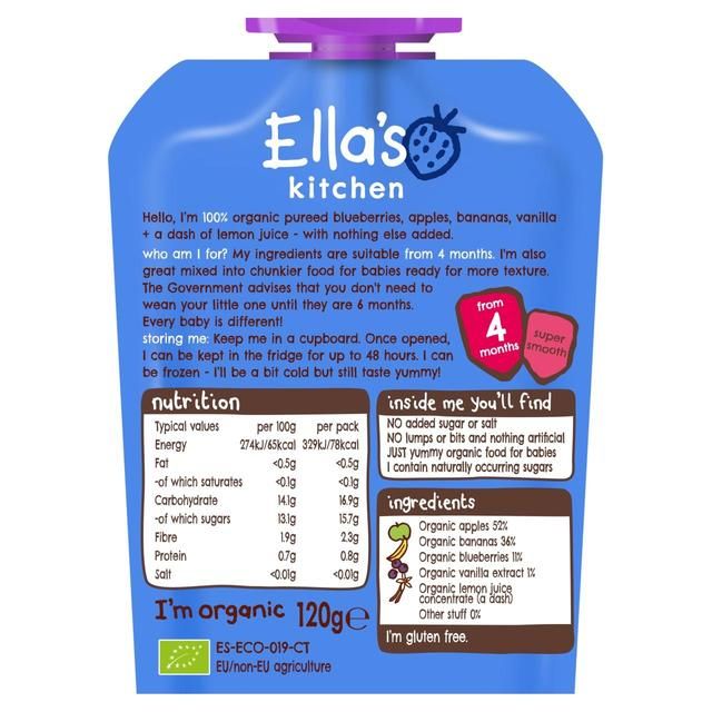 Ella's Kitchen Blueberries Apples + Bananas Baby Food Pouch 4+ Mnths 120g