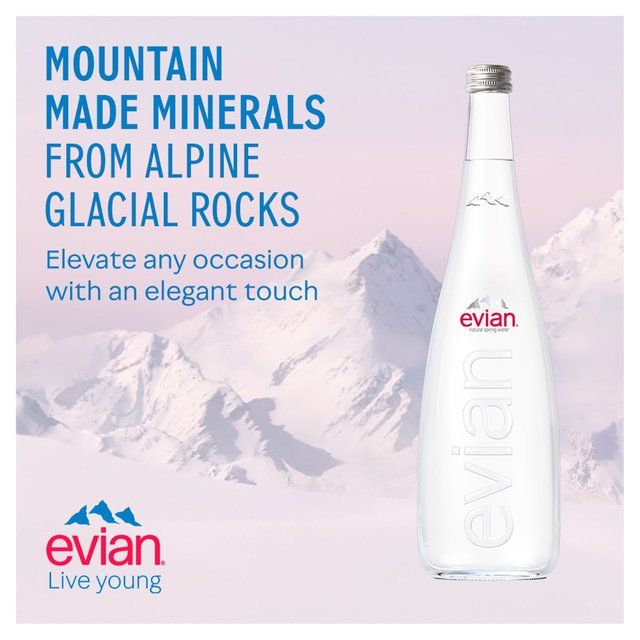 Evian Still Mineral Water Glass Bottle 750ml