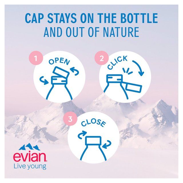Evian Still Mineral Water Glass Bottle 750ml