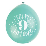 Unique Party Latex 9th Birthday Balloons (Pack of 10)
