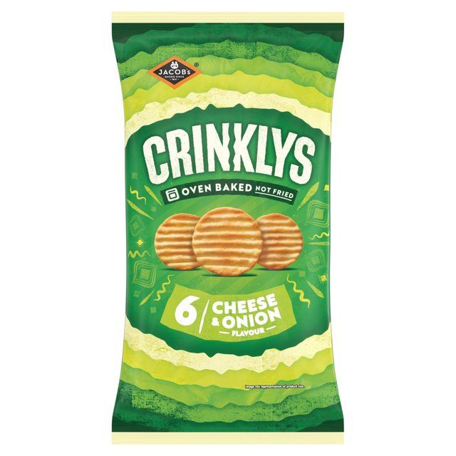 Jacob's Crinkly's Cheese & Onion Flavour Baked Snacks Multipack 6 per pack
