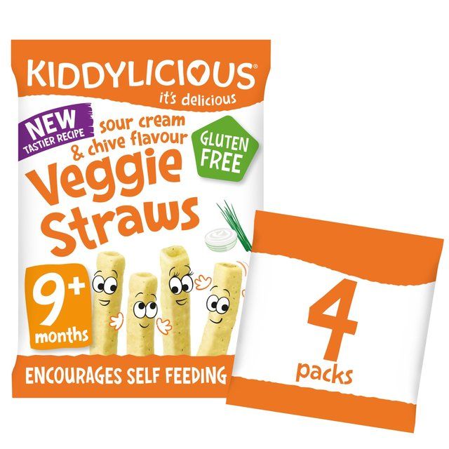 Kiddylicious Sour Cream & Chive Veggie Straws 9 mths+ 4 x 12g