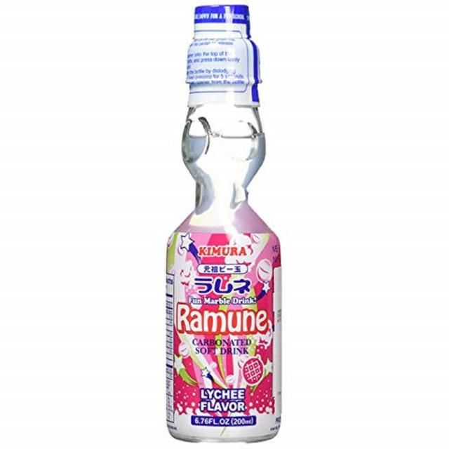 Kimura Ganso Ramune Lychee Carbonated Soft Drink 200ml