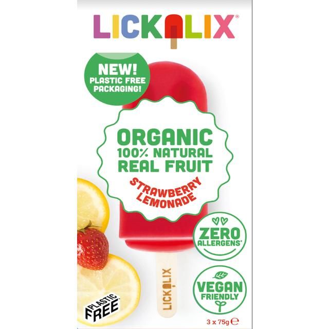 Lickalix Organic Strawberry Lemonade Ice Lollies 3 per pack