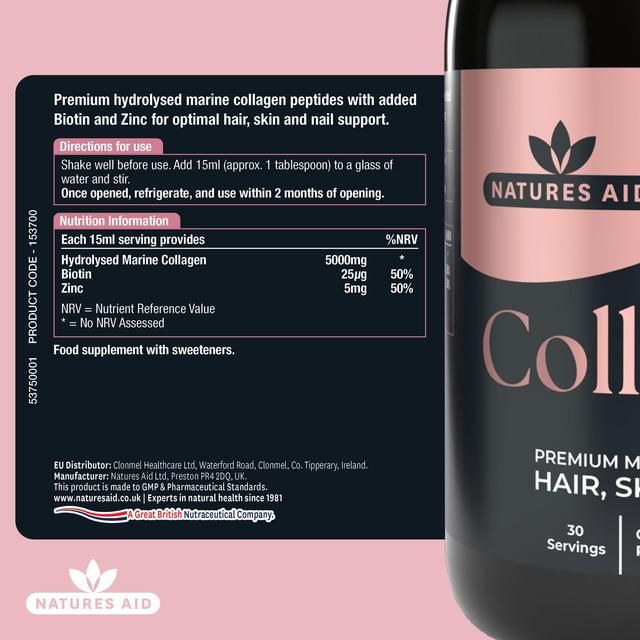 Natures Aid Collagen Liquid Strawberry & Lime 500ml