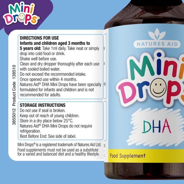 Natures Aid Mini Drops DHA Omega-3 for Infants & Children 50ml
