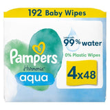 Pampers Harmonie Aqua Plastic Free Baby Wipes X4 4 x 48 per pack