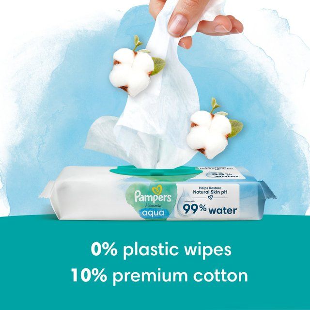 Pampers Harmonie Aqua Plastic Free Baby Wipes X4 4 x 48 per pack