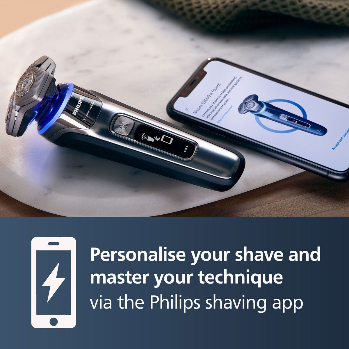 Philips Series 9000 Wet & Dry Electric Shaver with SkinIQ Technology, Charging Stand and Travel Case, S9974/35