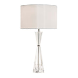 Risha Crystal Table Lamp with Ivory Faux Silk Shade
