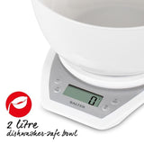 Salter Digital Kitchen Scales with Dual Pour Mixing Bowl White