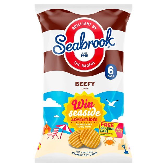 Seabrook Crinkle Cut Beefy Crisps 6 per pack