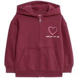 M&S Heart Zip Through Hoodie, 2-3 Years, Claret