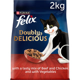 Felix Doubly Delicious Beef Chicken & Vegetables Dry Cat Food   2kg