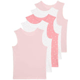 M&S Girls Pure Cotton Heart Print Vests, 7-8 Years, Pink Mix