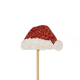 Glitter Santa Hat Christmas Cupcake Toppers