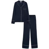M&S Womens Autograph Cotton Modal Revere Pyjama Set, XS, Navy