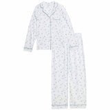 M&S Womens Cotton Modal Printed Pyjama Set, Size Large, White Mix