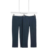 M&S Boys Regular Leg Adjustable Hem Trousers, 7-8 Years, Navy