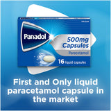 Panadol Paracetamol Liquid Capsules Fast Pain Relief x16 500mg