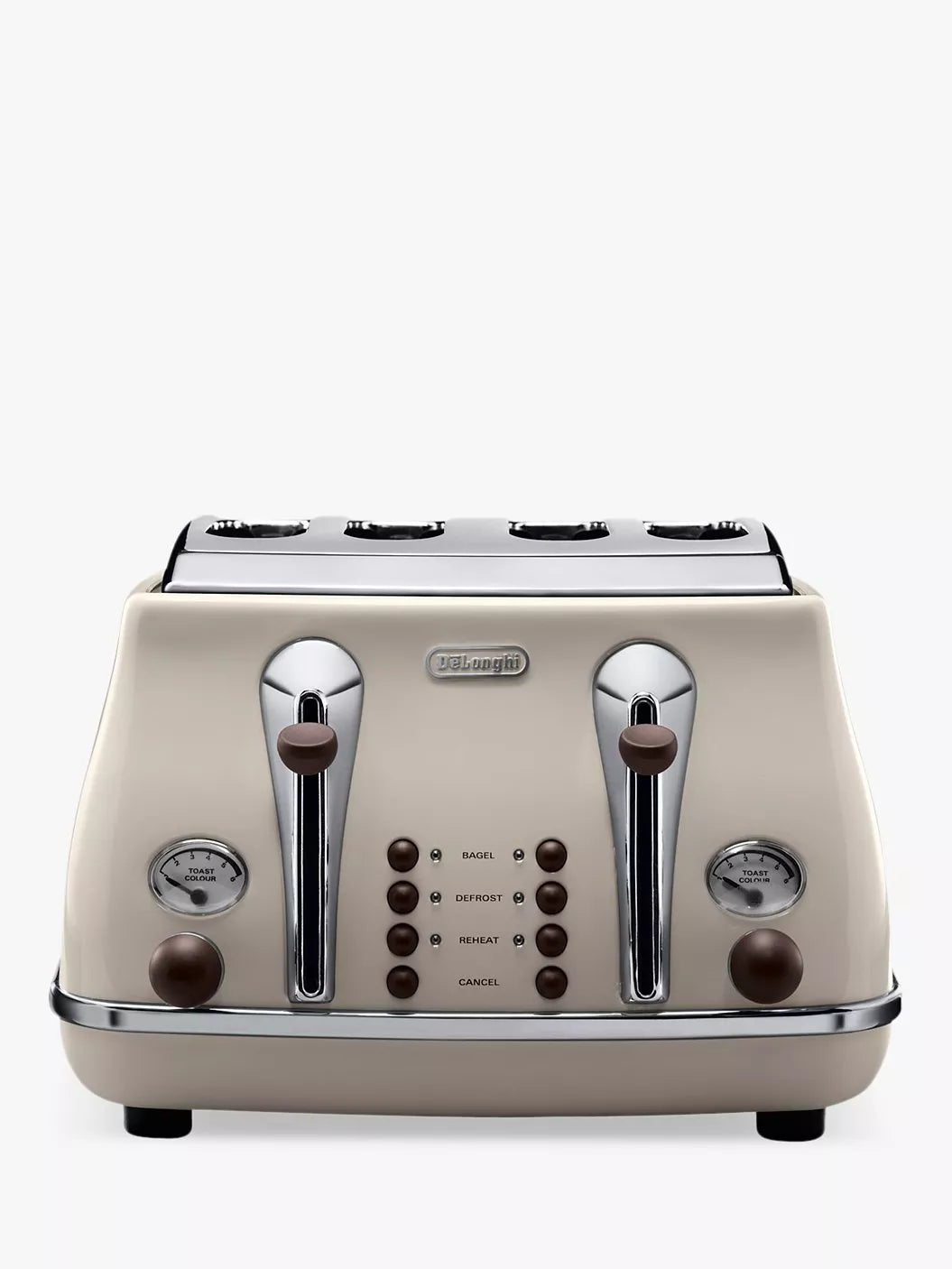 De'Longhi CTOV4003BG Vintage Icona Toaster, 4-Slice, Cream - McGrocer