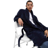 M&S Mens Fleece Supersoft Dressing Gown, M, Navy