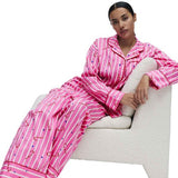 M&S Womens Striped Pyjama Set, 16, Pink