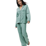 M&S Womens Cotton Modal Revere Pyjama Set, M, Green