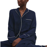 M&S Womens Autograph Cotton Modal Revere Pyjama Set, XS, Navy