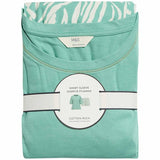 M&S Top With Woven Printed Bottom, Size 14, Seafoam